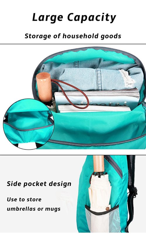 Lightweight Foldable Waterproof Backpack For Men Women Outdoor Sports Travel Leisure Bag Hiking Small Daypack 20L (DarkBlue)