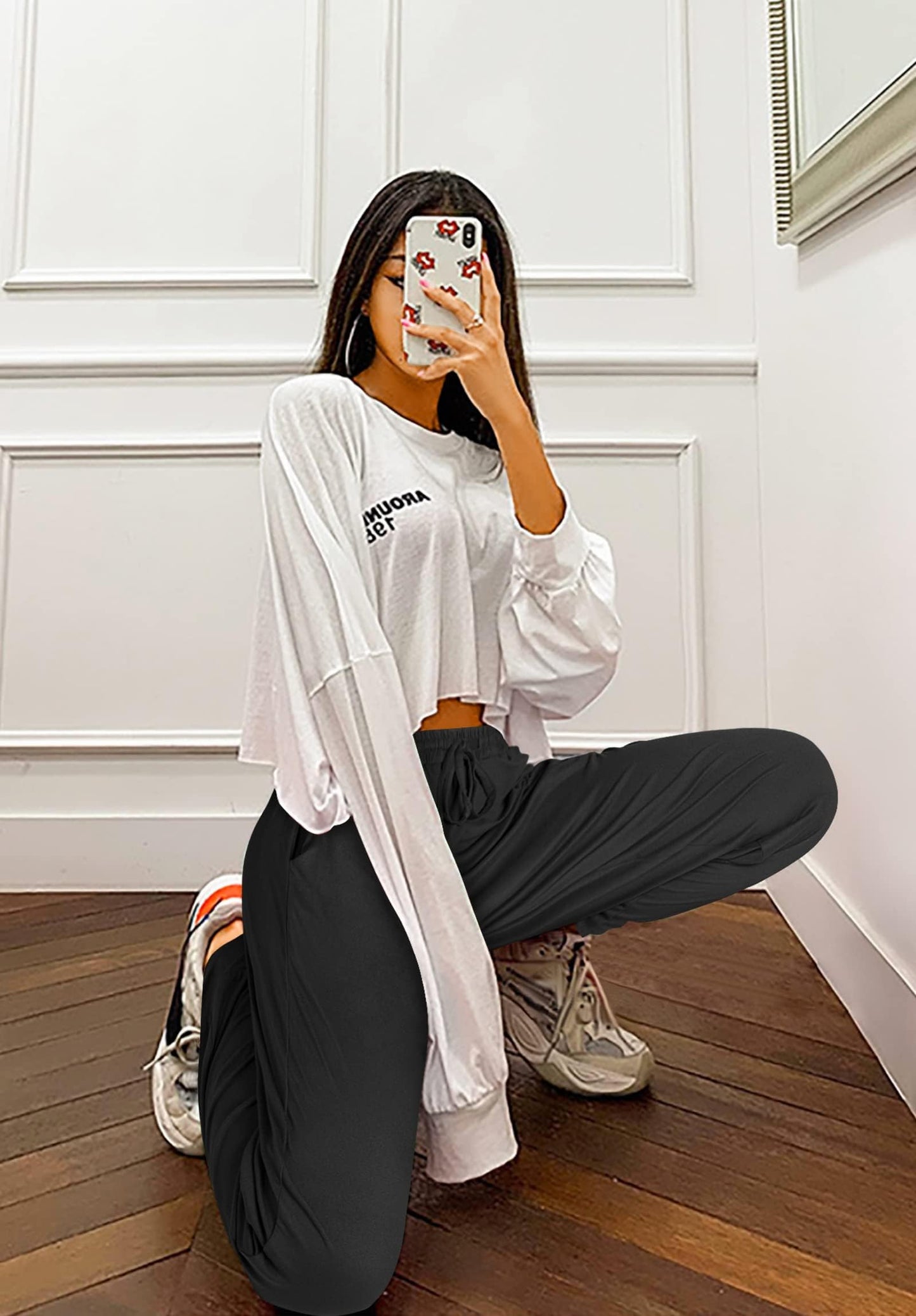 Envlon Yoga Pants with Pockets Women Sweat Casual Loose Sweatpants Black Soft Joggers Comfy Lounge Pants