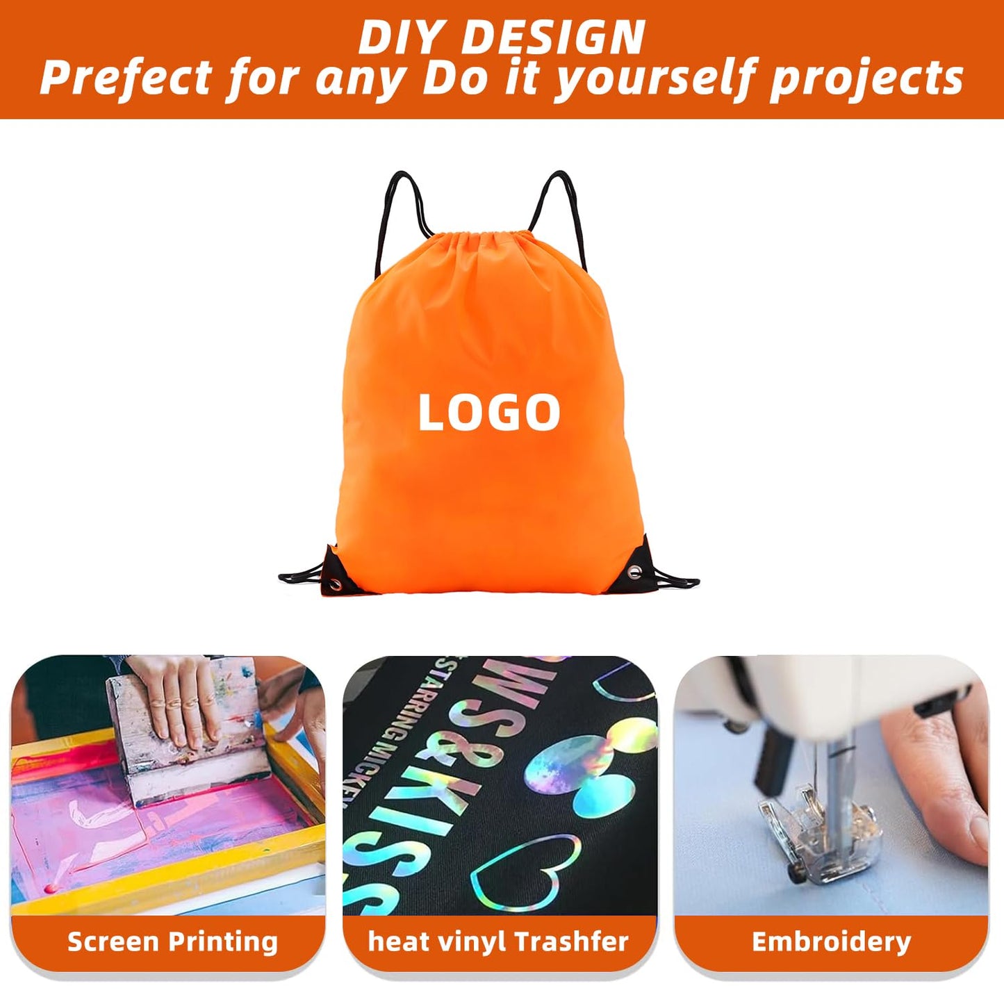 Haokuaile Drawstring Backpacks, 20 Pack — Ideal for Parties, Classroom Activities, Group Events & Giveaways (20, Orange)