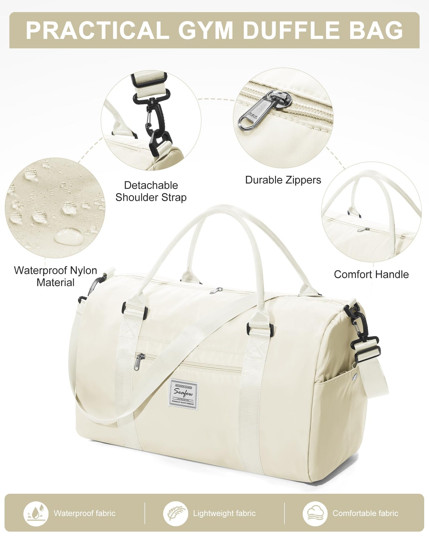Gym Bag Womens Mens with Shoes Compartment and Wet Pocket Travel Duffel Bag for Women for Plane Sport Gym Tote Bags Swimming Yoga Small Waterproof Weekend Overnight Carry on Bag Hospital Holdalls