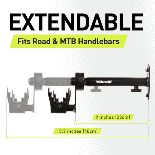Vibrelli Bike Wall Mount - Horizontal Storage Rack for Hanging Bicycles in Garage - Adjustable Bike Hanger, Holder - Wall Bike Rack Hooks for Bicycle