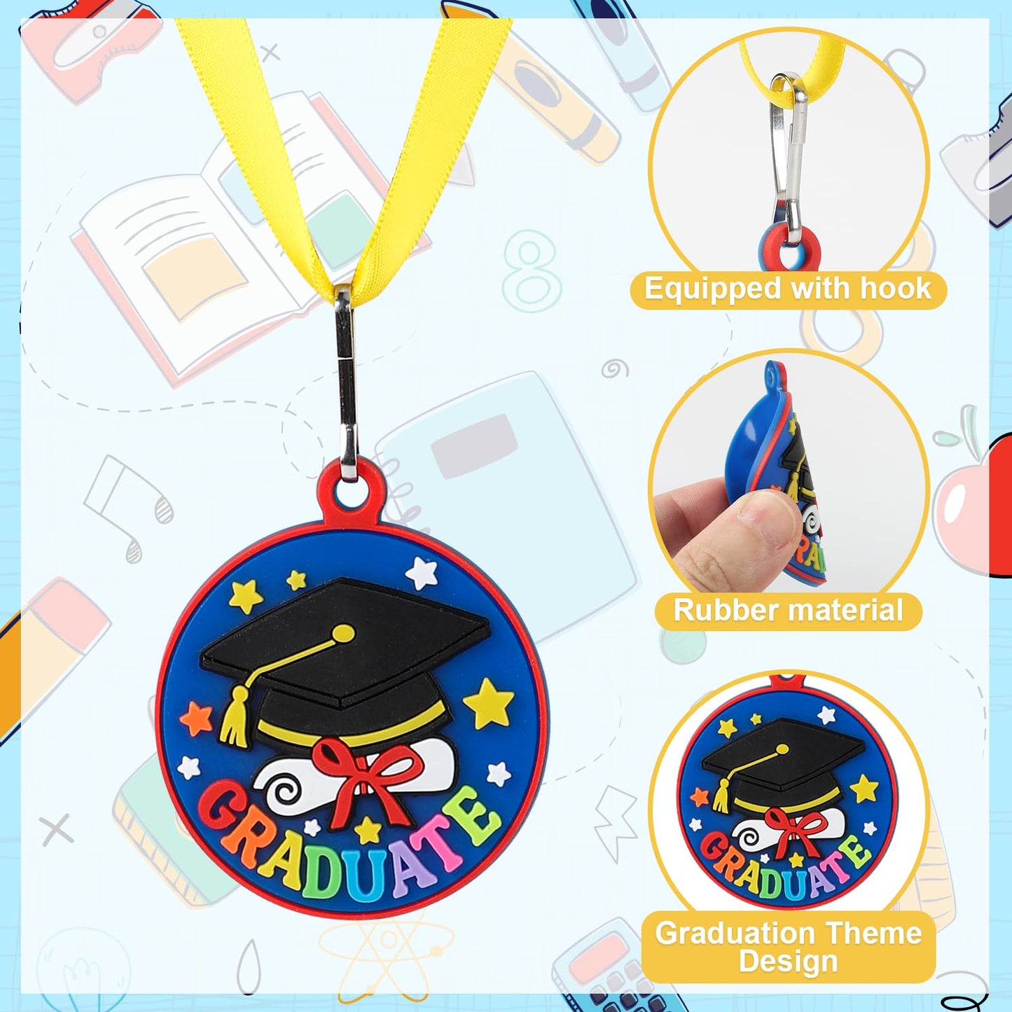 Hedeey Kindergarten Graduation Medal for Kids Preschool Pre-k Graduation Award Medals with Neck Ribbon for School Student Graduation Party Gifts Favors(24 Pcs, 2 Inch)
