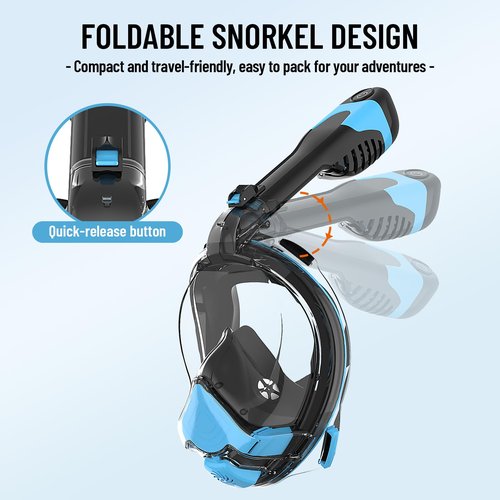 Tizikcon 2025 Electric Full Face Snorkel Mask Adult, Snorkeling Gear for Adults with 180 Panoramic View and Latest Dry Top System, Patented Airflow System with Fan Assistance, Anti‑Leak & Anti‑Fog (L)