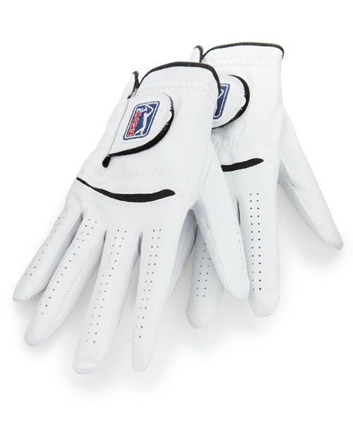PGA TOUR Two Pack Men's Leather Glove-Left, Bright White, Medium-Large