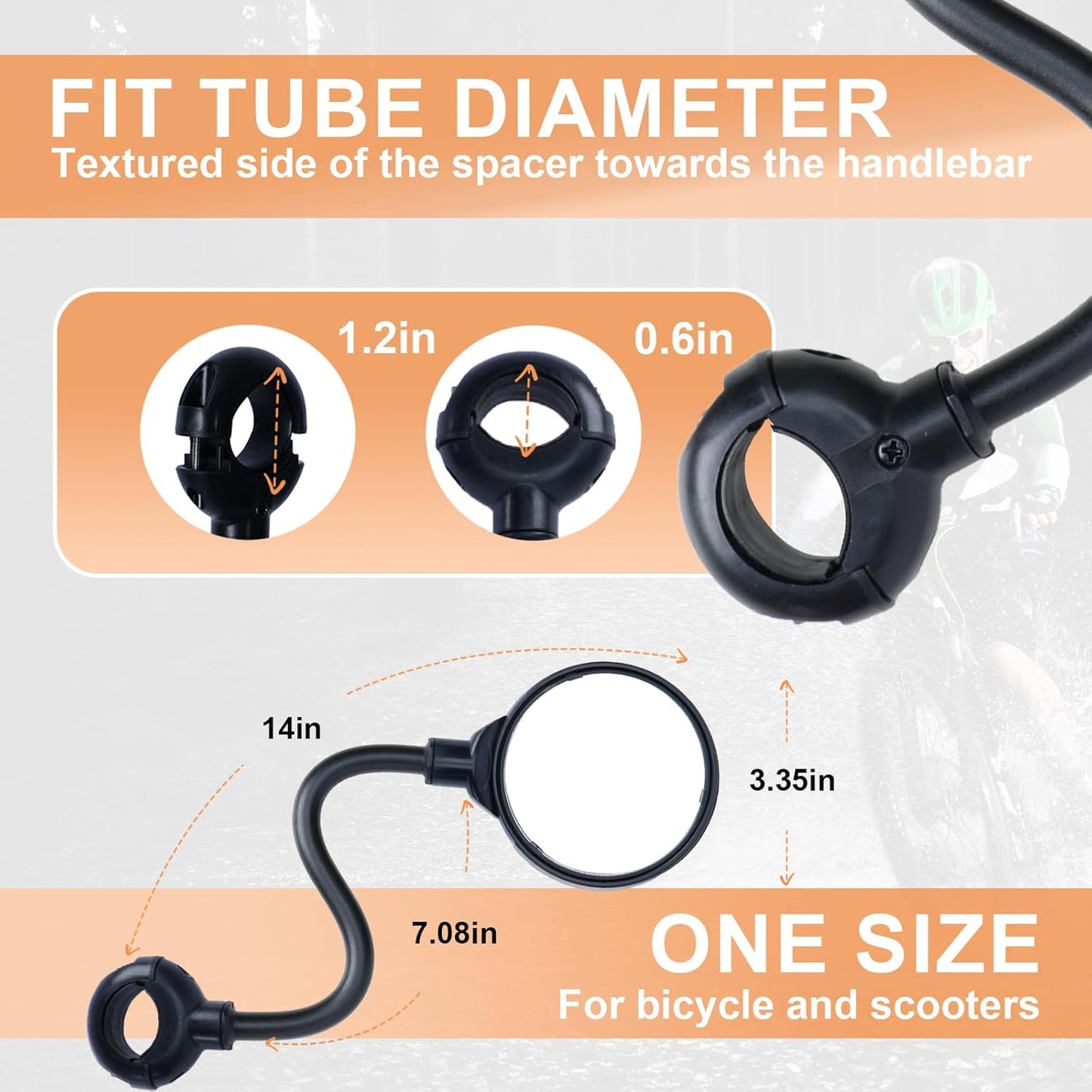 2 Pack Bicycle Mirror for Handlebars – Adjustable Bike Mirror Handlebar Mount, Wide Field of View for Safe Cycling, Easy Installation, Vibration-Free (Black-round)