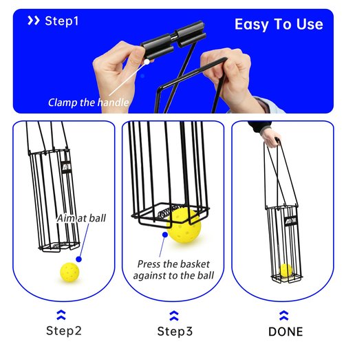 MDTMR Portable Pickleball & Tennis Ball Hopper Basket Picker Upper,Tennis Hopper Basket with Handle for Easy Pickup,Tennis Ball Basket Pickup Hopper for Picking and Storage Training Tool for Ball