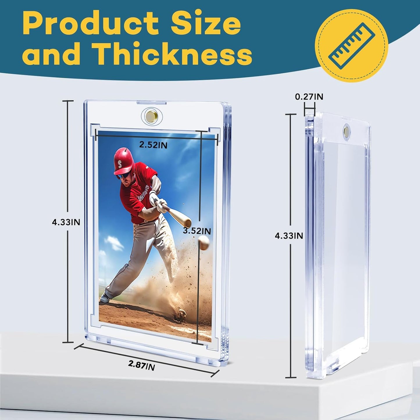128ct Magnetic Card Holders, 35pt One Touch Card Holder, U-V Protection Hard Plastic Case for Trading Cards, Display Case for Sports, Baseball, Football, Game Cards