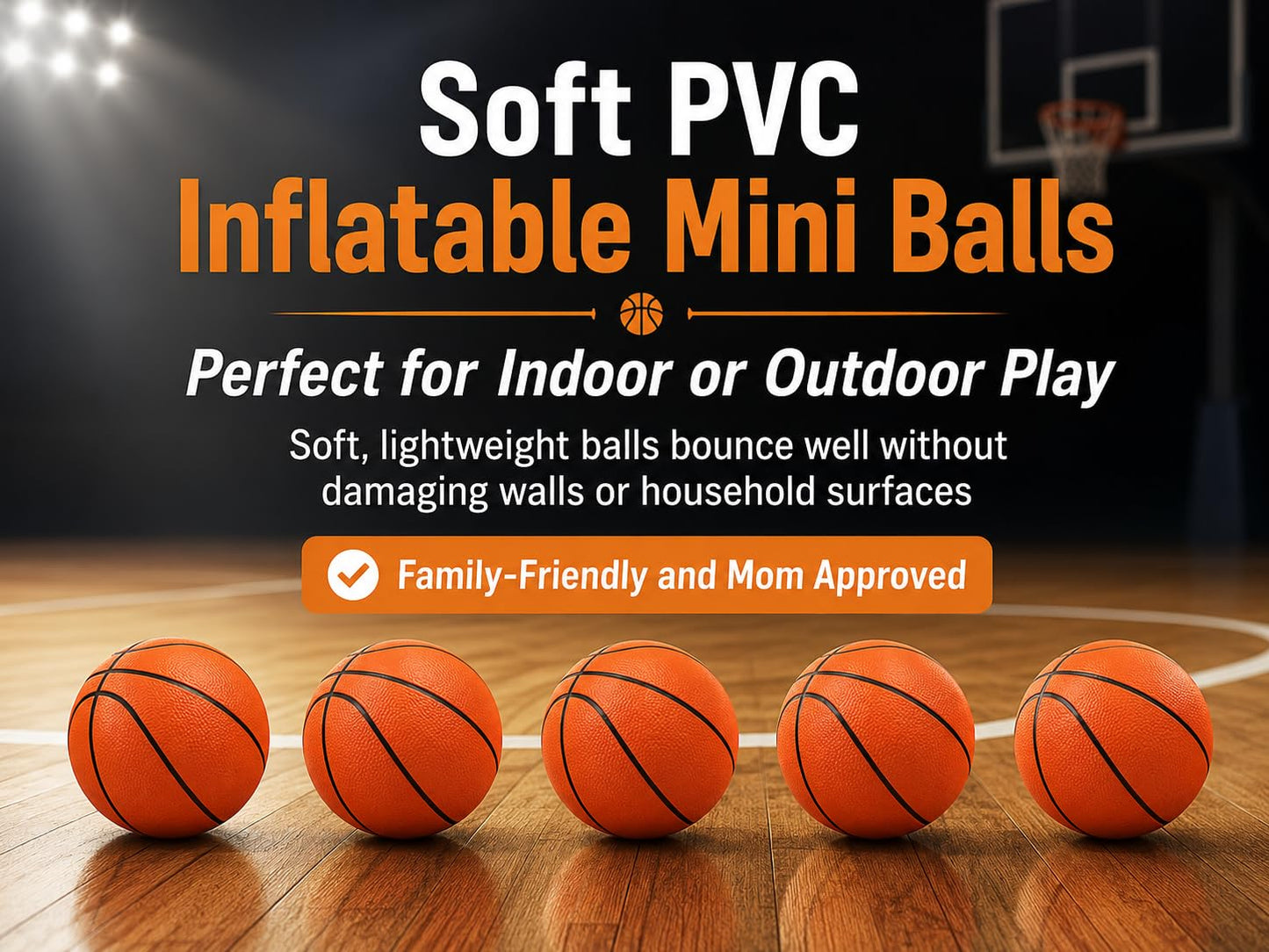 CALIKIWIPROS Mini Basketball Hoop Set Pro League Decorative Solid Wood Wall Mount, Includes 9’ Hoop & 5 mini basketballs, Classic Look with Colors Matching Some pro Teams. (GW)