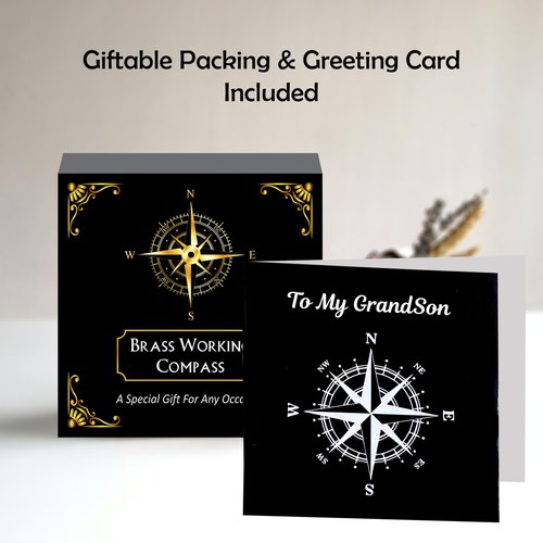 Gift for Grandson Engraved Compass Memory Present to My Grandson Gift idea by Grandpa Grandma for Teen Boys