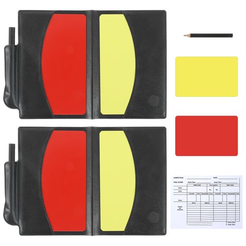 Mabor 2Pcs Soccer Referee Cards, Red and Yellow Warning Cards Set with Record Paper, Pencil and Card Storage Wallet, Soccer Referee Kit for Football Matches, Sports Games