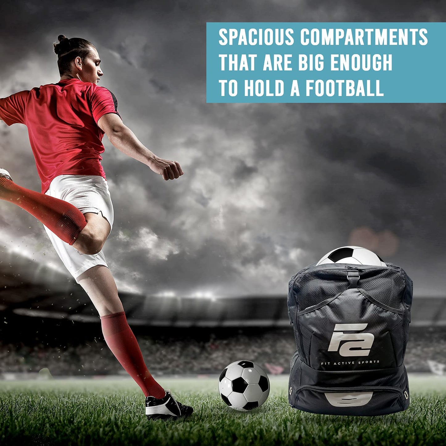 Fit Active Sports Backpack For Football, Basketball, Soccer, & Volleyball - Multifunctional Sports Equipment Bag