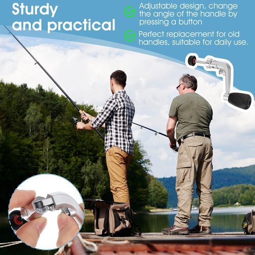 Fishing Spin Reel Handle, Fishing Reel Crank Rotary Knob Power Handle, Spin Reels Replacement Grip Parts, Silver