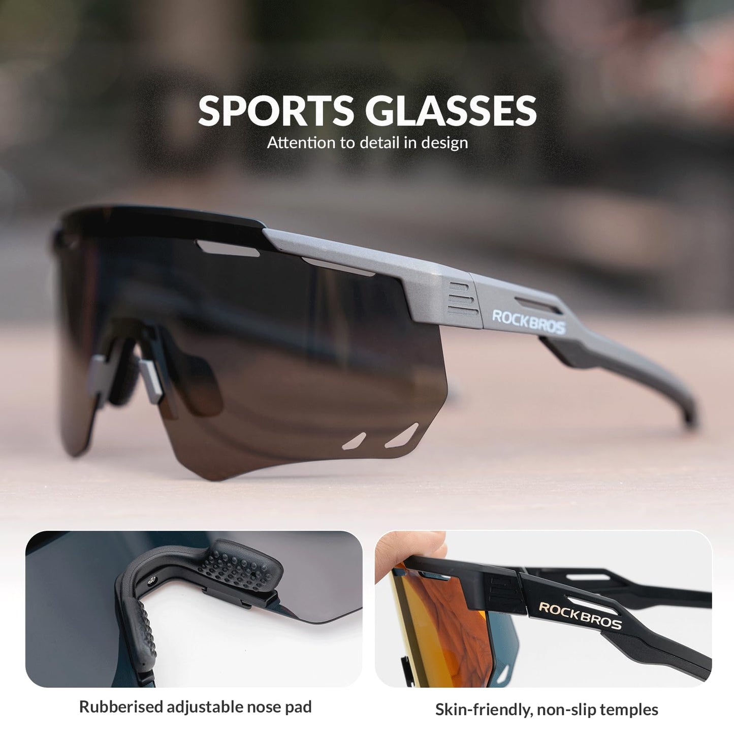 ROCKBROS Polarized Cycling Glasses, Sports Sunglasses for Men Woman