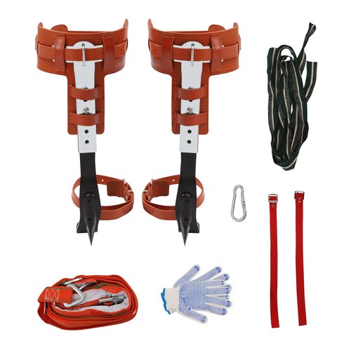 Tree Climbing Spikes, Professional Tree Climbing Gear, Arborist Climbing Spikes 16.14-18.5 Inches Adjustable, Heavy-Duty Galvanized Iron & Carbon Steel, for Tree Trimming, Fruit Picking, Branch Repair