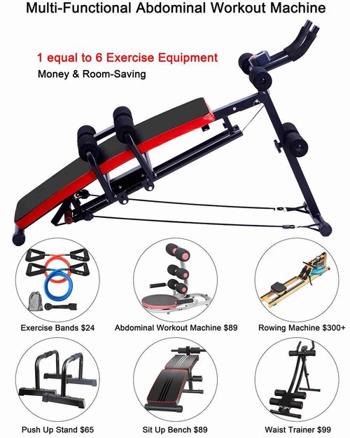 KESHWELL Ab Workout Machine,Core Abs Exercise Equipment for Home Gym,Adjustable Sit Up Bench Strength Training Abdominal Cruncher,Foldable Core Workout Machine with Resistance Bands&LCD Display