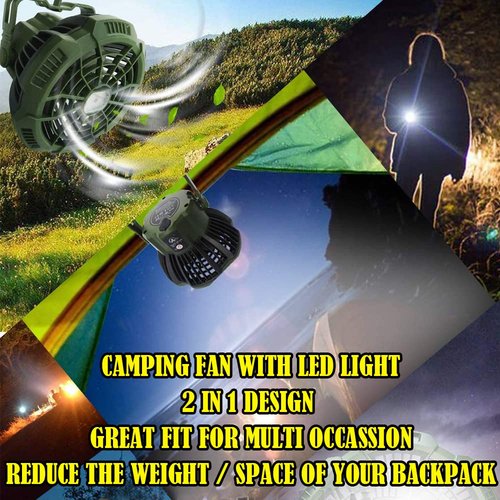 ayamaya Rechargeable Camping Tent Fan with LED Light, Remote Control, 7800mAh Portable Camping Lantern Fan USB Desk Ceilling Fan for Car, Office, Hurricane Emergency Survival