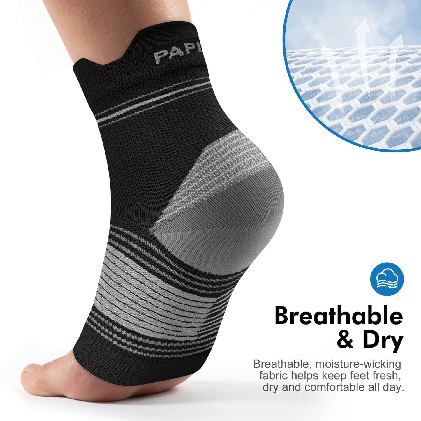 6 Pairs Plantar Fasciitis Socks for Men & Women, Ankle Brace Compression Socks with Arch Support for Achilles Tendonitis, Heel Pain, Swelling & Arthritis Relief, Black, XX-Large