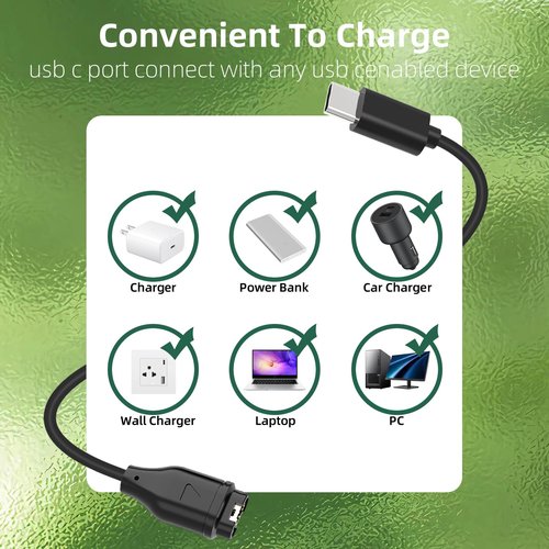 Tebiemao USB-C Charger Compatible with Garmin Watch, Charging Cable for Garmin Fenix 8, Fenix 7 7X 7S, Fenix 6 6X 6S Pro, Fenix 5 5X 5S, 3.3FT