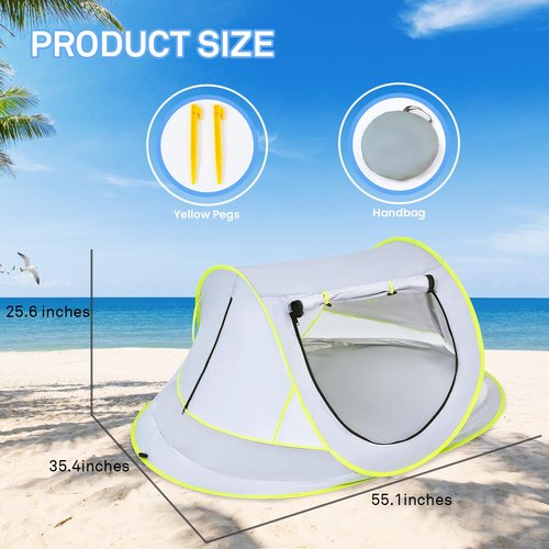 Mengersi Baby Beach Tent,Large Pop Up Beach Shade Sun Shelter for Girls Boys,Pop Up Mosquito Net Travel Tent Or Indoor Play Tent for Kids,UPF 50+ UV