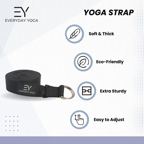 Everyday Yoga Super Strong Strap with Metal D-ring Buckle - Improve Flexibility, Stretching, and Physical Therapy Fitness. - Aqua