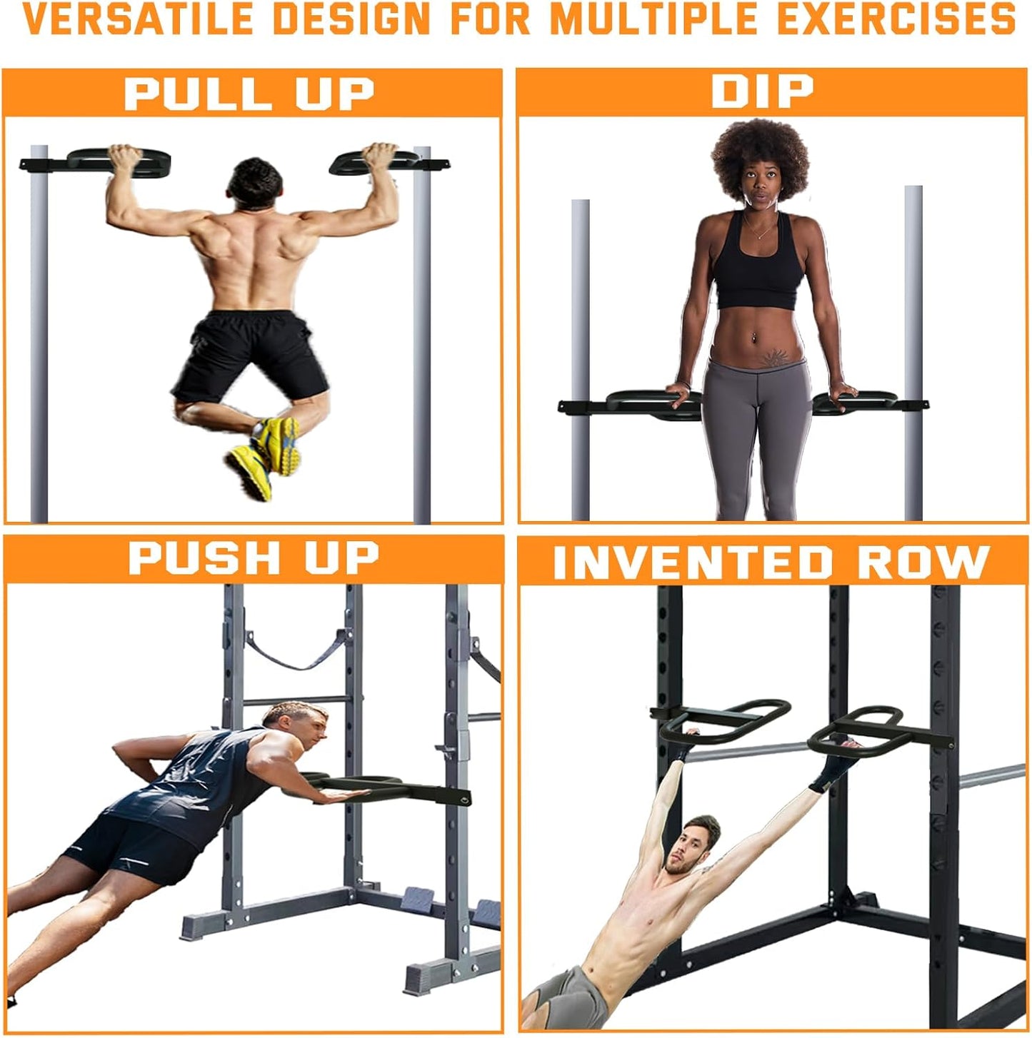 2025 Upgrade Multi Grip Dip Bar Attachment for 2" x 2" Power/Squat Rack – Wide & Narrow Grip Handles, 500 lbs Capacity, Easy Installation for Strength Training (5/8" or 1" Hole)
