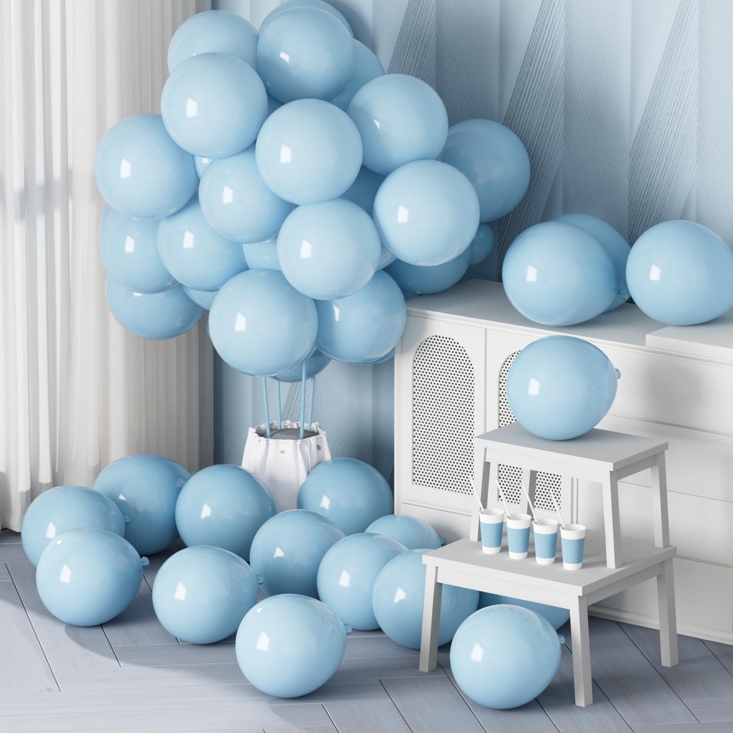 DECOCKRAT White Latex Balloons Kit - 68PCS Party Balloons, 12'' Helium Balloon Set with Ribbon, Perfect for DIY, Birthday, Baby Shower, Wedding, Anniversary & Holiday Decoration