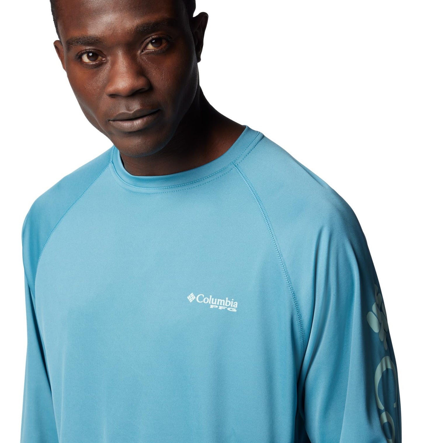 Columbia Men's Terminal Tackle Long Sleeve Fishing Shirt, Canyon Blue/ICY Morn Logo, 3X