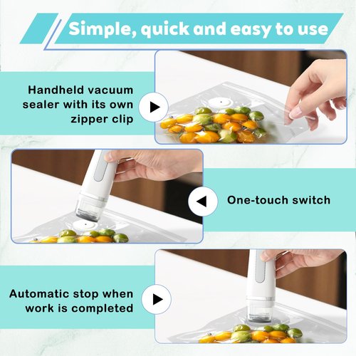 Vacuum Sealer Set Handheld Vacuum Sealer for Food Rechargeable Portable Cordless Vacuum Sealer Machine for Food Preservation Storage With 30 Reusable Vacuum Seal Bags