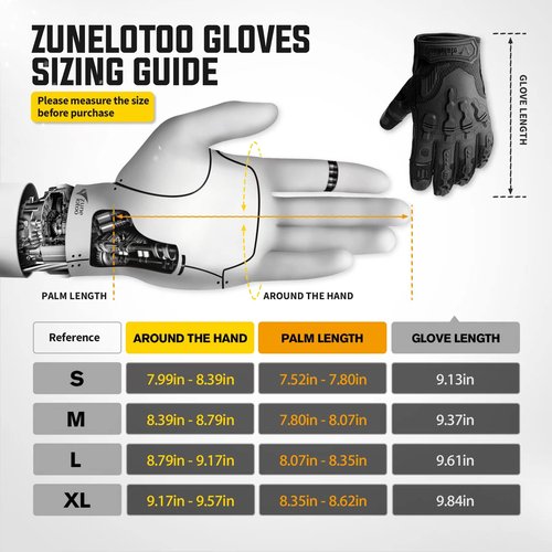 ZUNE LOTOO Tactical Gloves for Men, Touchscreen Motorcycle Gloves Padded Finger Impact Protection, Black Leather Safety Work Gloves Cut Resistant for Paintball Airsoft Range Skeleton Women Large