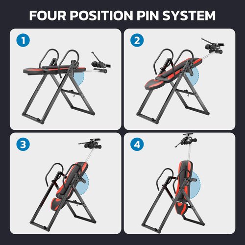 YOLEO ITX360 Inversion Table for Back Pain 2025 Foldable Inversion Table w/ Removable Lumbar Pad, Reversible Ankle Holders, Easy Assembly (Black)