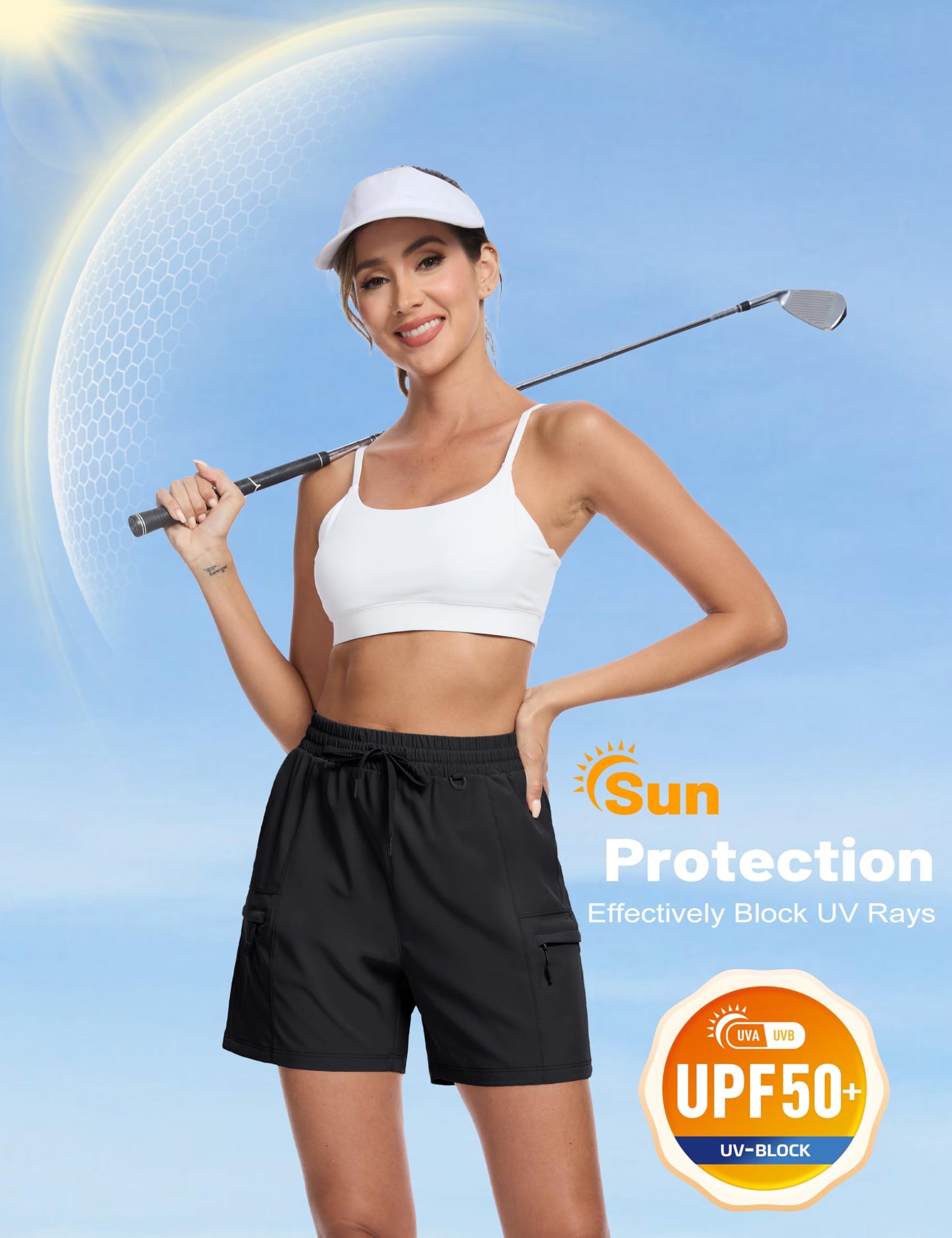 MAGCOMSEN Women's Hiking Cargo Shorts With 4 Pockets Quick Dry Golf Casual