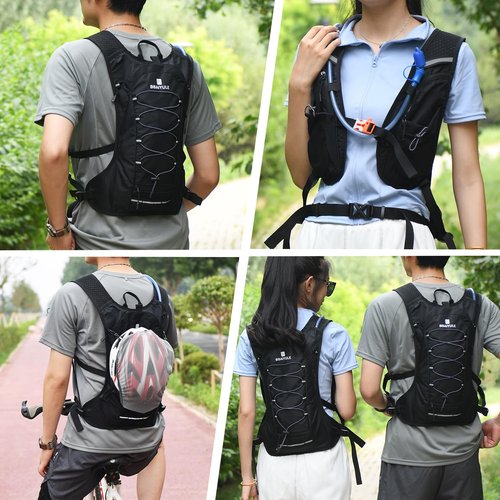 B BAIYULE Hydration Pack Backpack, 2L Water Bladder,Camel Hydrtaion Vest for Hiking Cycling Running Biking,Hydro Water Daypack for Women & Men (Backpack with 2L Bladder)
