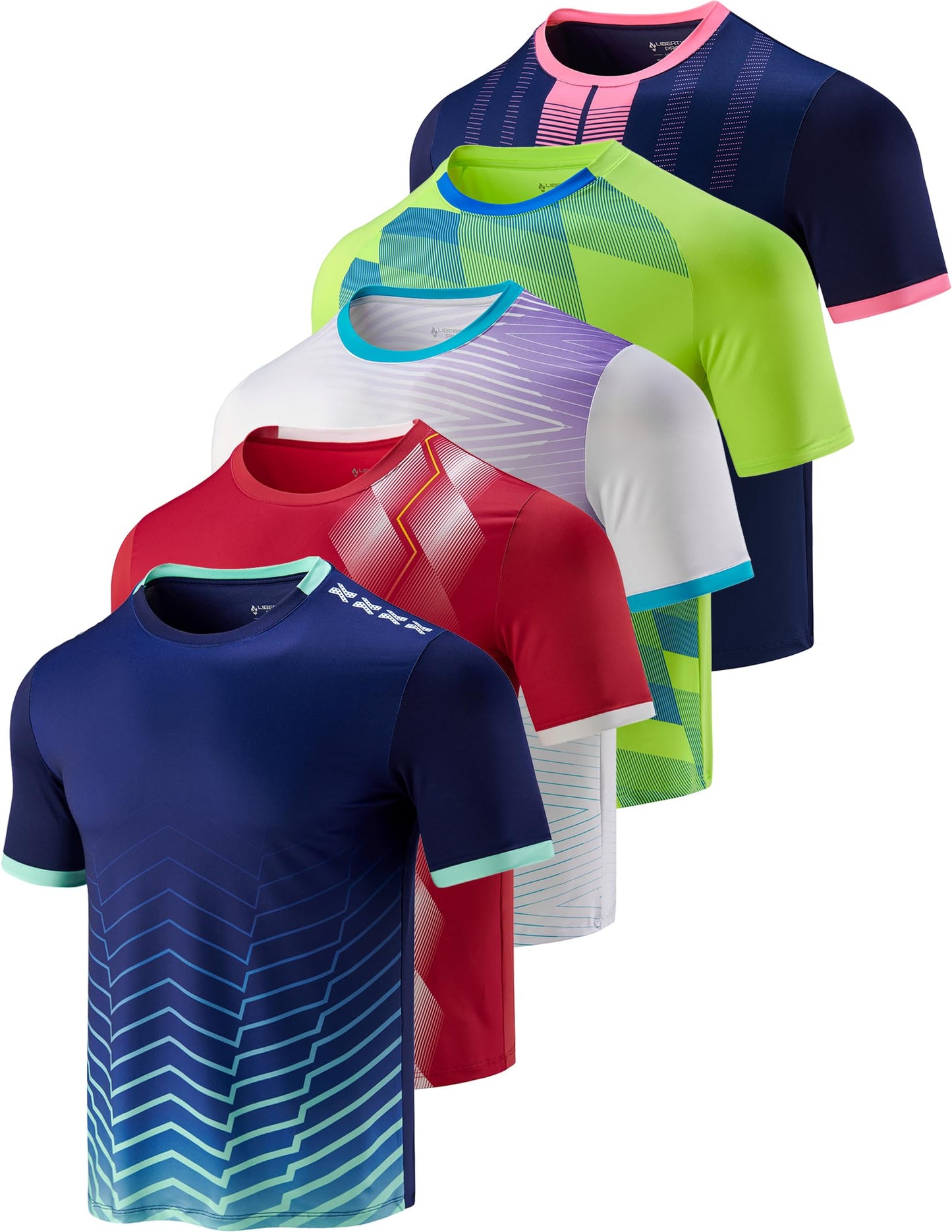 5 Pack Men’s Active Quick Dry Crew Neck T Shirts | Athletic Running Gym Workout Short Sleeve Tee Tops Bulk (Set 13, 4X-Large)