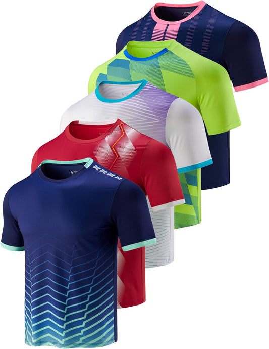 5 Pack Men’s Active Quick Dry Crew Neck T Shirts | Athletic Running Gym Workout Short Sleeve Tee Tops Bulk (Set 13, 4X-Large)