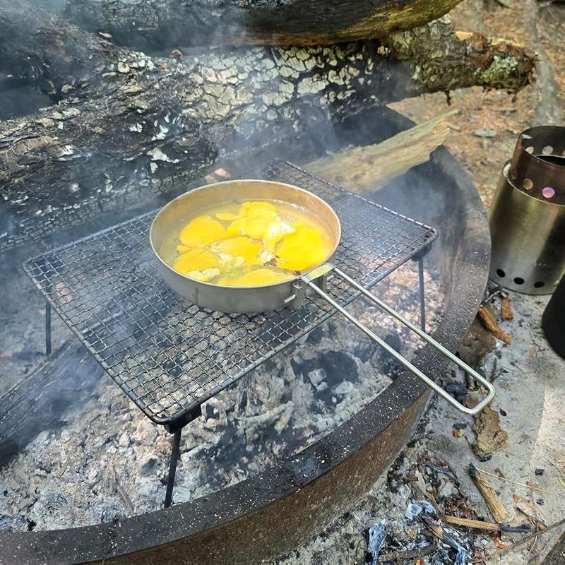 Titanium Camping Plate 750ml with Handle & Mesh Bag - Lightweight Outdoor Dish