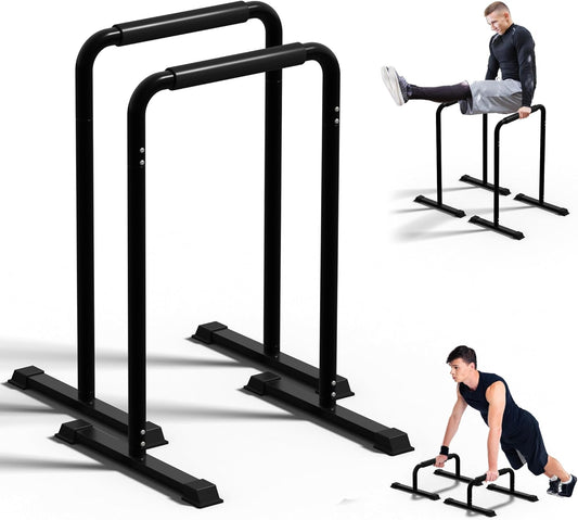 2-in-1 Adjustable Dip Bar Pro Max - Heavy Duty Parallel Bars with Connecting Parts, Extra Tall & Thickened Steel Design for Home Gym, Calisthenics & Strength Training