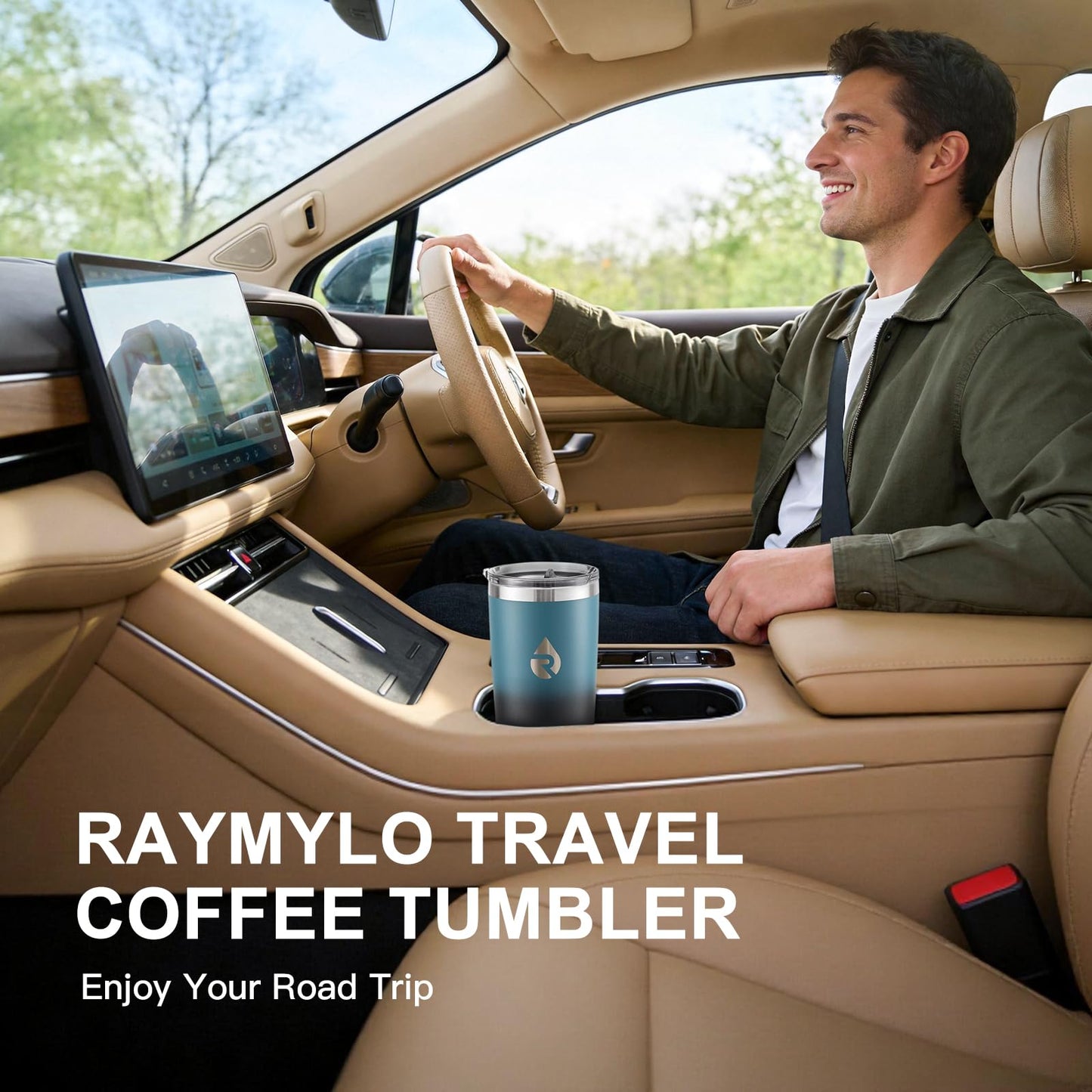 RAYMYLO Insulated Travel Coffee Tumbler 20oz, Detachable & Spill-Proof Slider Lid for Thorough Clean, Stainless Steel Reusable Coffee Mug with Lid Fits Most Car Cup Holder & BPA Free