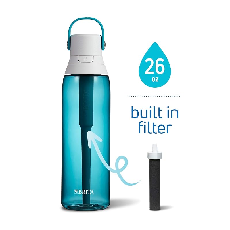Brita 26 oz Hard-Sided Water Bottle with Filter – Sea Glass (Sea Glass+26 Oz)
