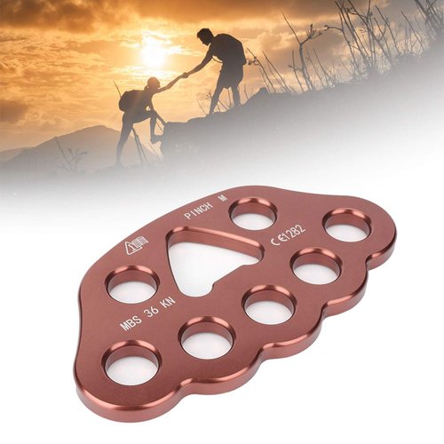 RiToEasysports Rock Climbing Rigging Plate, 8 Holes 45KN Outdoor Paws Rigging Plate Anchor Multipliers Connector Gear