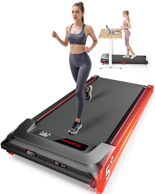Walking Pad Treadmill, WalkDate Incline Walking Pad Under Desk Treadmills 330 Lbs Capacity, 2.5HP Low Noise Portable Running Machine for Home and Office, with LED Display, Remote Control