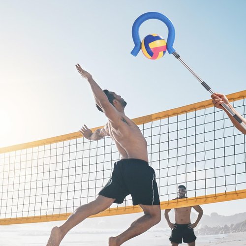 Adjustable Volleyball Spike Trainer with Question Mark Hook-Durable Lightweight Hitting Trainer Equipment for Serving, Spiking and Jump Training-Real Ball Feel - Ideal for Beginners and Pros (No Ball)