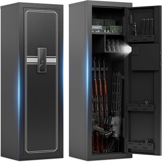 KAER 12-14 Gun Safe for Home Rifle and Pistols Biometric Gun Safes & Cabinets Clearance Gun Cabinet for Rifles and Shotguns,Gun Safe for Handgun with Digital Keypad Adjustable Shelves Unassembled