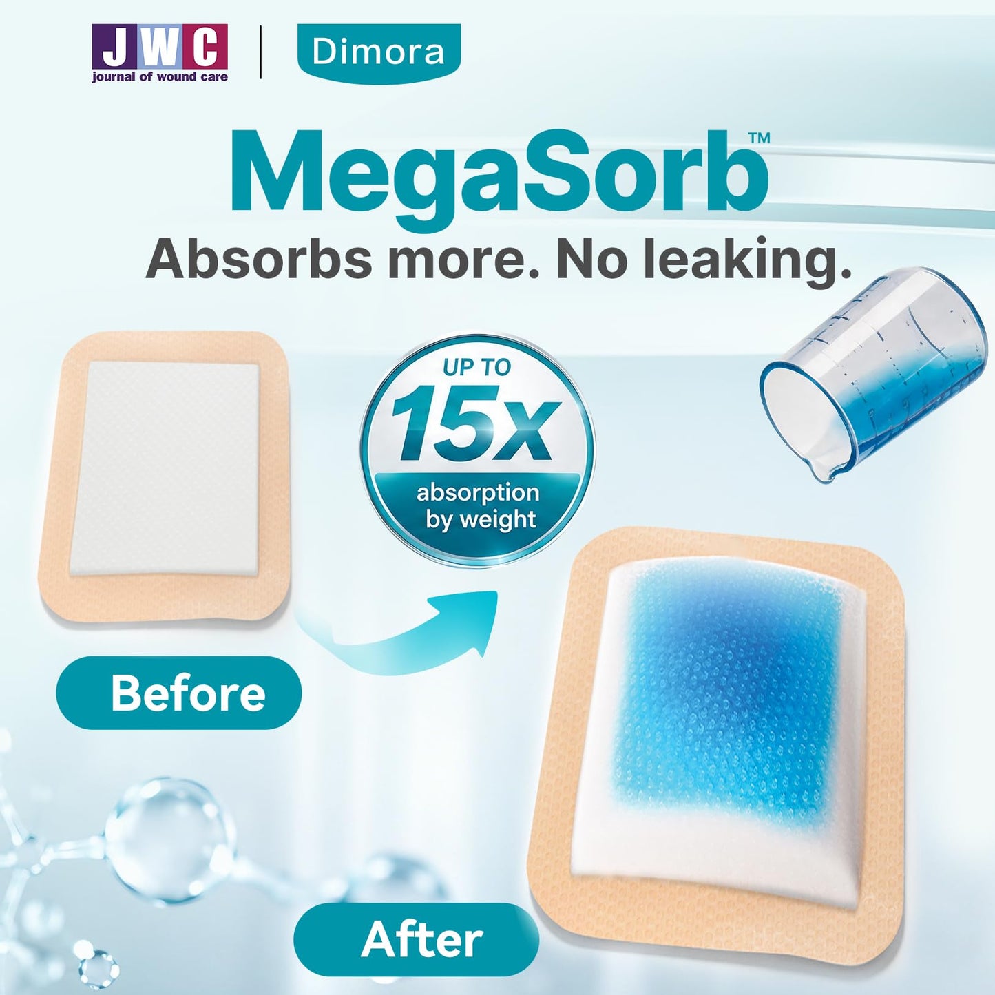 Dimora Foam Wound Dressing 2"x5" Waterproof Silicone Bandages with Adhesive Border, Super Absorbent Breathable Wound Care Products for Sensitive Skin Pack of 5
