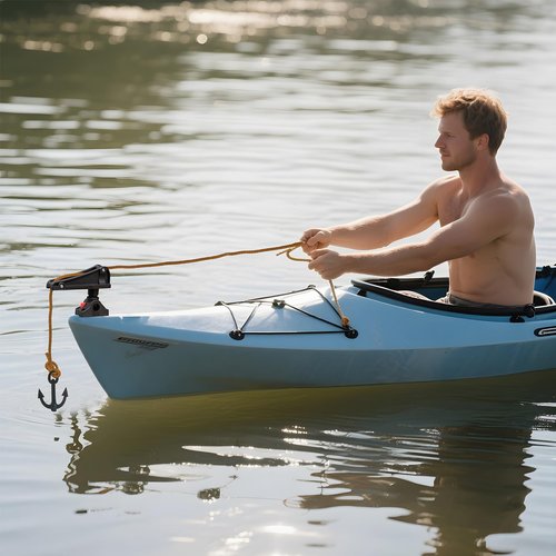 QualyQualy Kayak Anchor Lock System with Side Deck Mount, One-Hand Quick Locking Anchor Wizard/Winch for Canoe, Jon Boat, Kayak, Small Fishing Boats Accessories, UV-Resistant Engineered Nylon