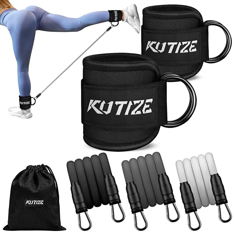Ankle Resistance Bands with Straps for Women - 3-Level 10/20/30 lb, Dark Gray (Variation: 1-Dark Gray)