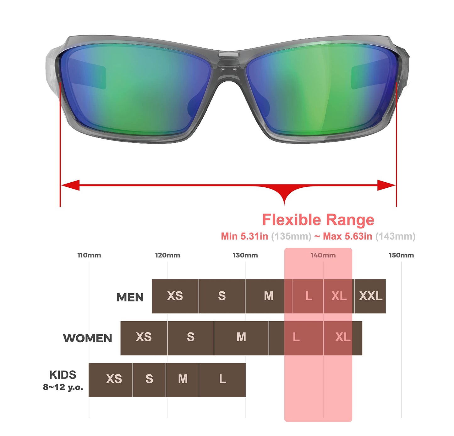 Living out your qool time Polarized Fishing Sunglasses for Men Women Green Lens UV400 Medium-Large Size for Water Sports Boating with Case Strap