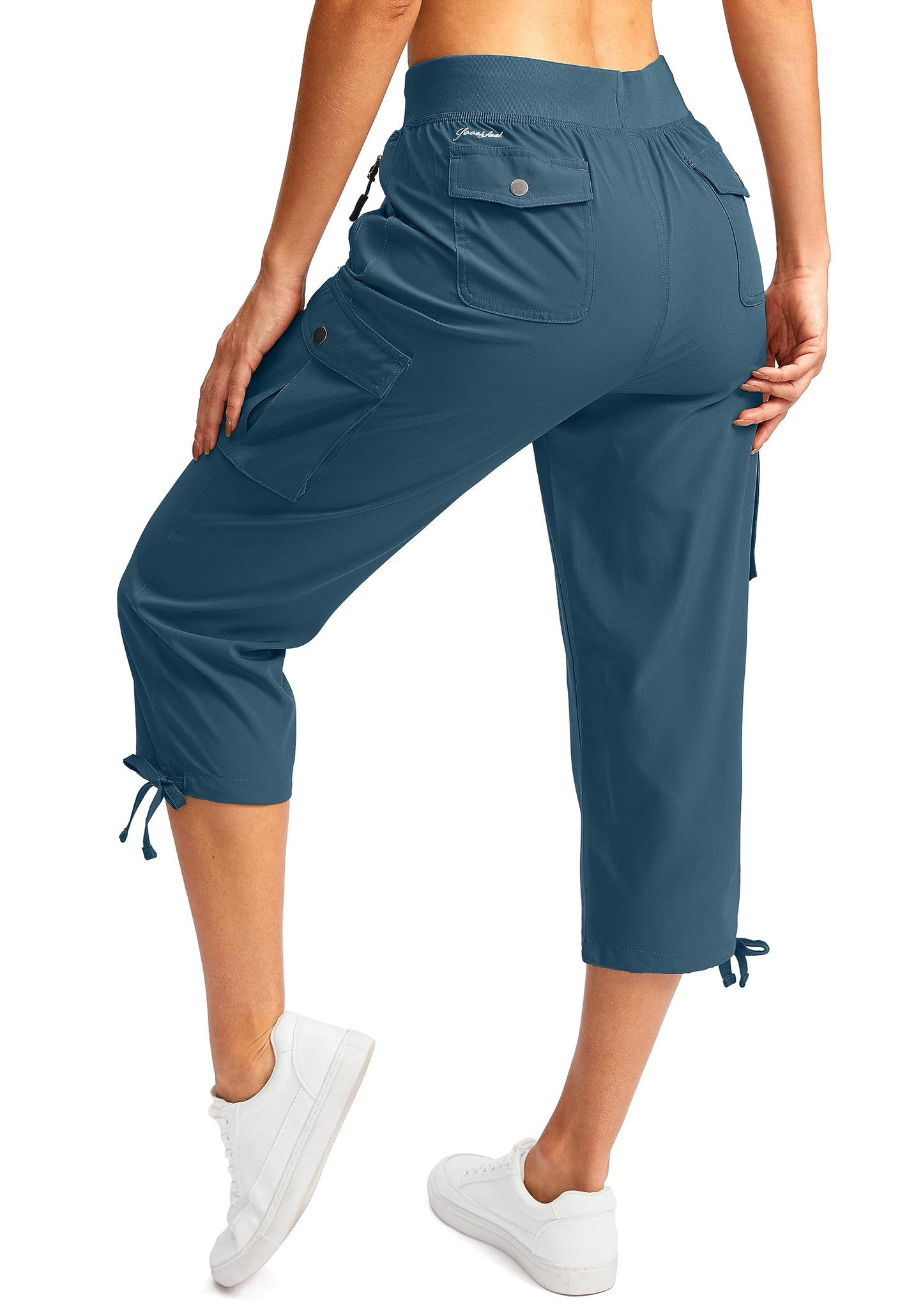 Soothfeel Women's Cargo Capris Pants with 6 Pockets Lightweight Quick Dry Travel Hiking Summer Pants for Women Casual (Blue Grey, S)
