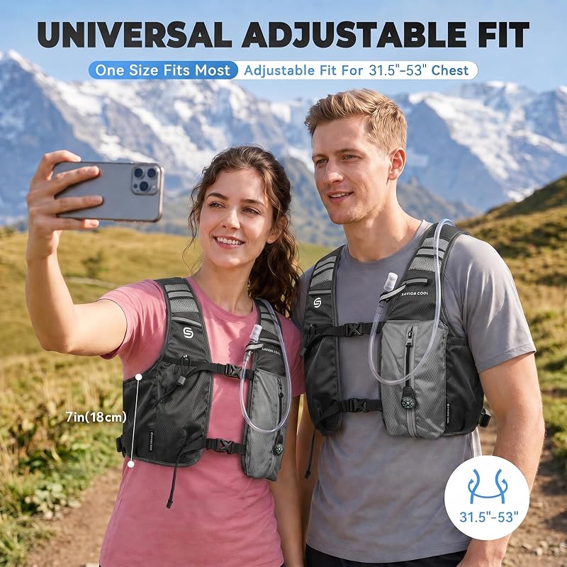 Savior Cool Cooling Hydration Vest with 2L Bladder & 3 Removable Packs - Charcoal Gray