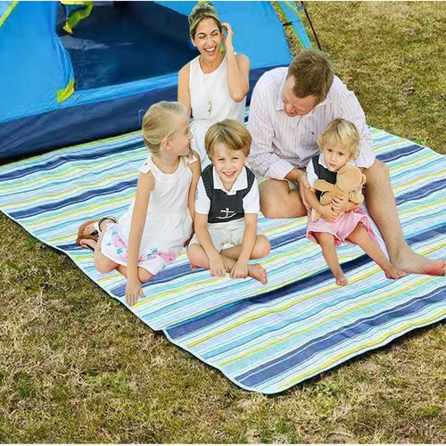 LRUUIDDE Extra Large 80"x 80" Beach Blanket, Outdoor Picnic Blankets, Waterproof Sandproof Portable Blankets, Foldable and Lightweight for Spring Summer Camping, Beach, Park (Blue, 80x80 in)