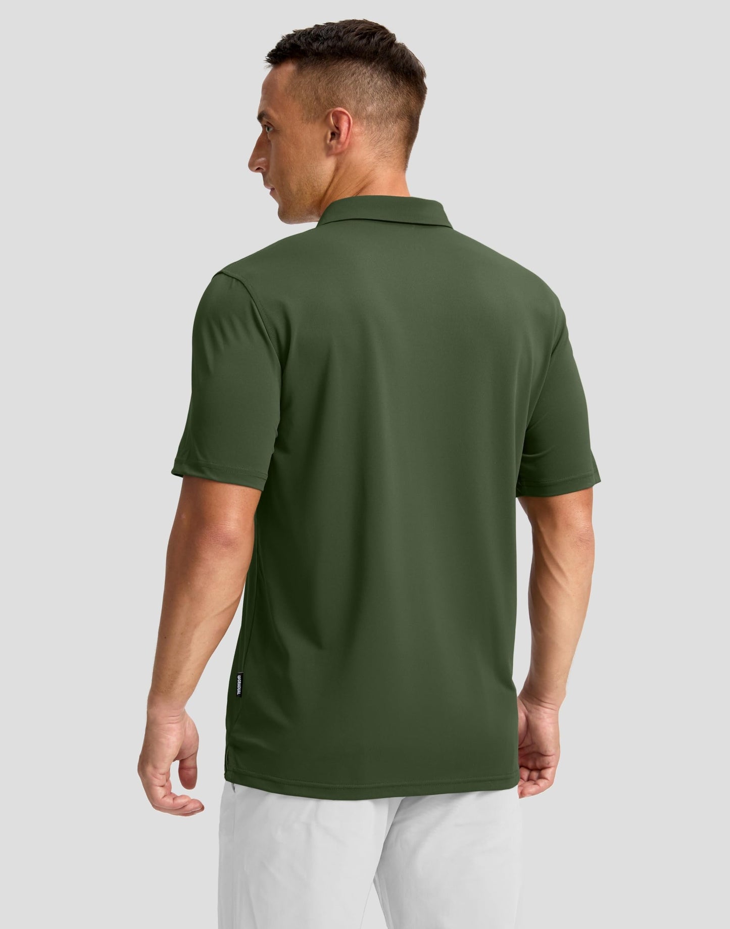 Men's Golf Shirts Dry Fit Moisture Wicking Performance Short Sleeve Collared Polo Shirts for Casual Tennis Bussiness (Dark Green Stripe, M)